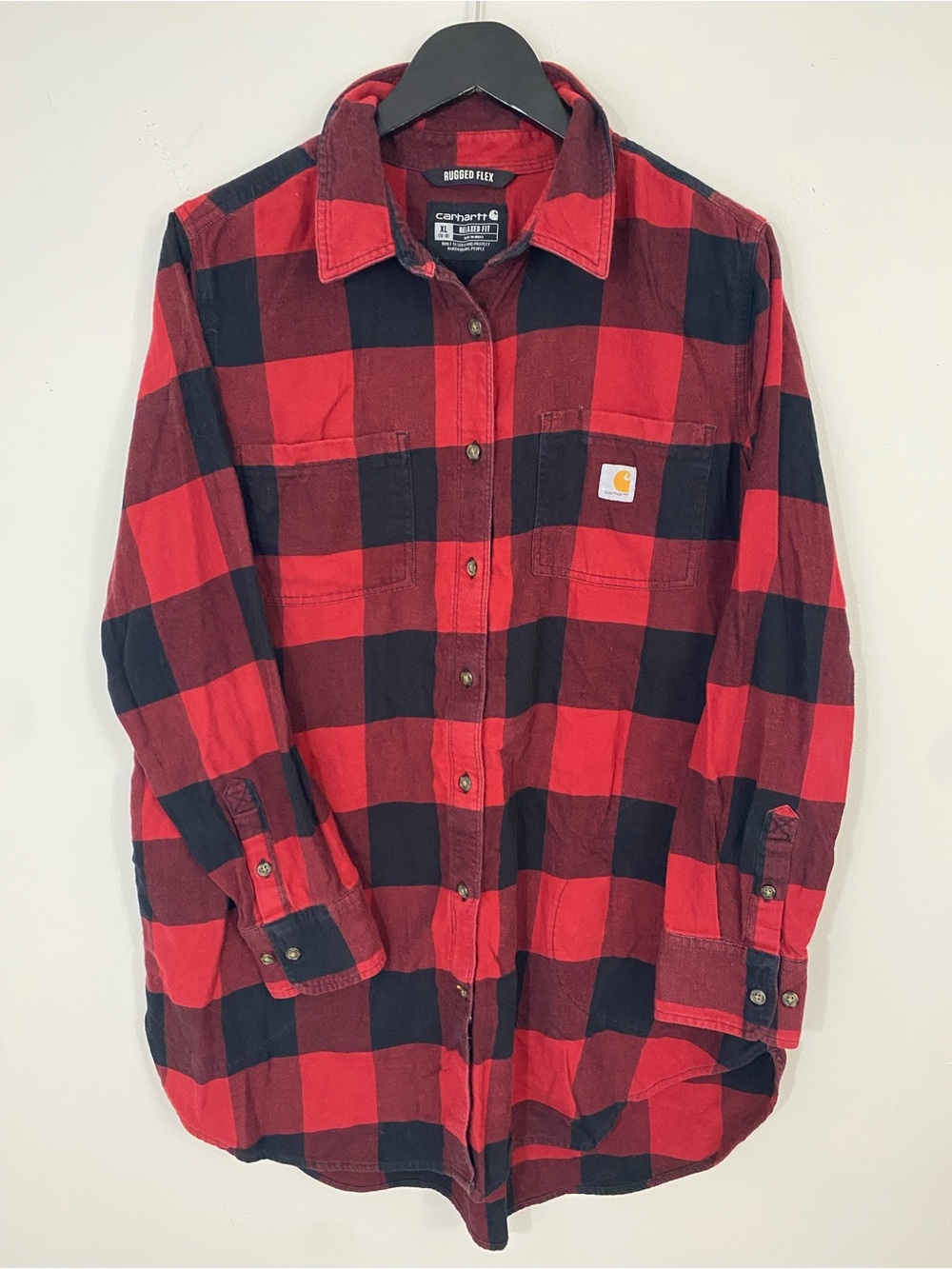 Carhartt Tunic Red & Black Buffalo Plaid Button-Down Shirt XL
